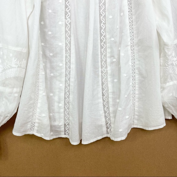 ♦️SOLD♦️LoveShackFancy Odina Embroidered White Cotton Blouse - Picture 14 of 16